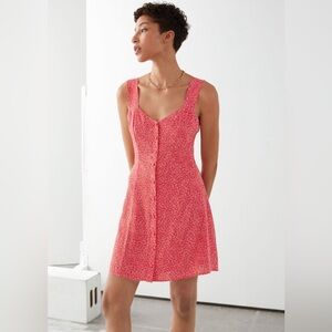 & Other Stories Red Floral Mini Dress